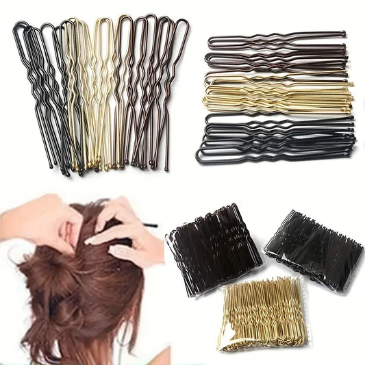 U Shaped Metal Hair Bobby Pins (50 Pack)